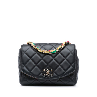 Small Quilted Lambskin Ribbon Flap