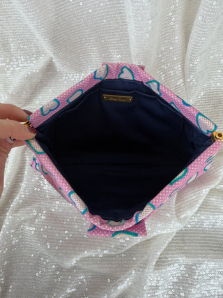 Miu Miu Pink Heart Canvas Clutch