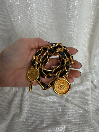 Vintage Chanel Black Leather Chain Belt