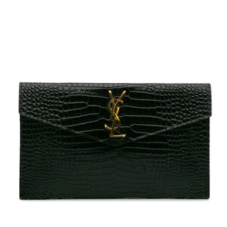 Croc Embossed Leather Uptown Pouch
