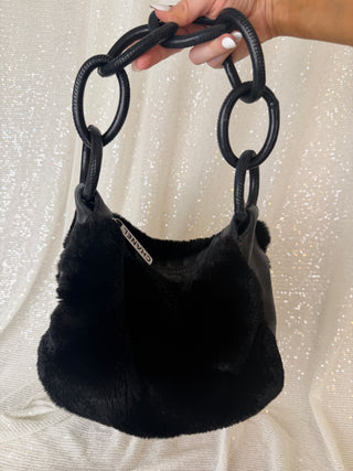 Vintage Chanel Fur and Leather Shoulder Bag