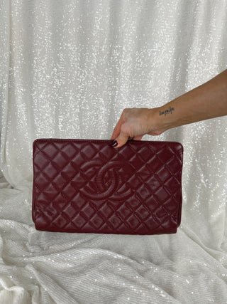 Chanel Quilted Caviar CC Frame Clutch