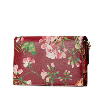 Interlocking G Blooms Leather Wallet on Chain