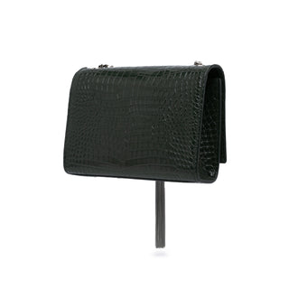 Medium Croc Embossed Leather Kate Tassel Crossbody