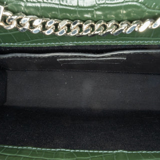 Medium Croc Embossed Leather Kate Tassel Crossbody