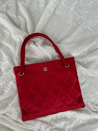 Vintage Chanel Red Satin Mini Bag