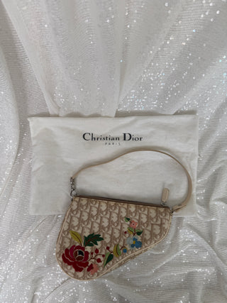 Vintage Dior Floral Mini Saddle Bag