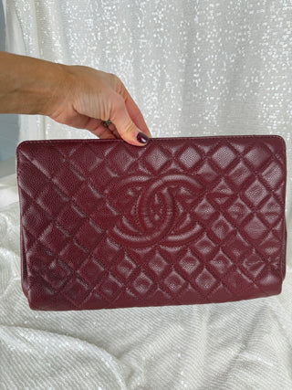 Chanel Quilted Caviar CC Frame Clutch