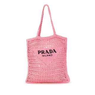 Crochet Raffia Logo Tote