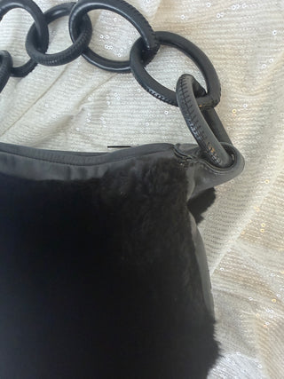 Vintage Chanel Fur and Leather Shoulder Bag