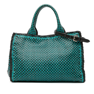 Goatskin Woven Madras Satchel