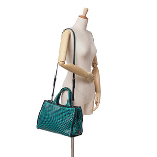 Goatskin Woven Madras Satchel
