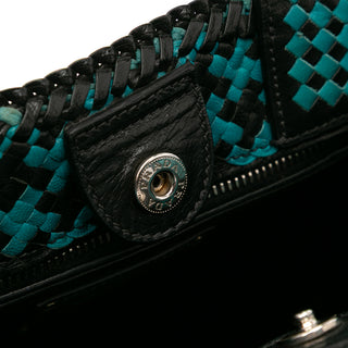 Goatskin Woven Madras Satchel