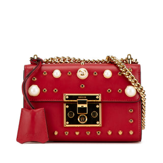 Small Pearl Studded Leather Padlock Crossbody
