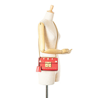 Small Pearl Studded Leather Padlock Crossbody