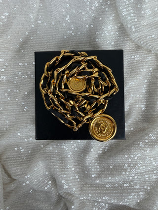 Vintage Chanel Black Leather Chain Belt
