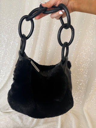 Vintage Chanel Fur and Leather Shoulder Bag