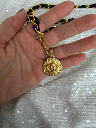 Vintage Chanel Navy Leather Chain Belt