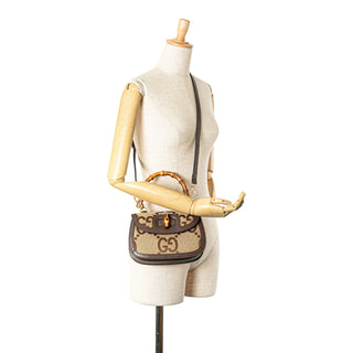 Small Jumbo GG Canvas Bamboo 1947 Top Handle Bag