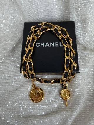 Vintage Chanel Black Leather Chain Belt