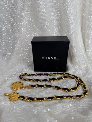 Vintage Chanel Black Leather Chain Belt