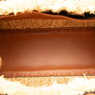 Small Raffia and Leather Gate Top Handle Bag