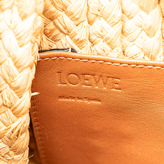 Small Raffia and Leather Gate Top Handle Bag