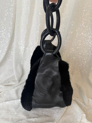 Vintage Chanel Fur and Leather Shoulder Bag