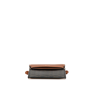 Triomphe Coated Canvas and Lambskin Phone Pouch with Flap