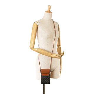 Triomphe Coated Canvas and Lambskin Phone Pouch with Flap