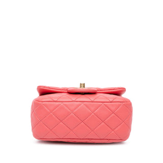 Mini Square Classic Lambskin Pearl Crush Flap
