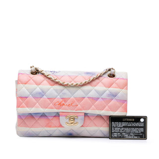 Medium Classic Printed Lambskin Watercolor Double Flap