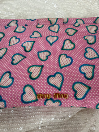 Miu Miu Pink Heart Canvas Clutch