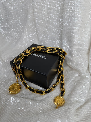 Vintage Chanel Black Leather Chain Belt