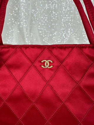 Vintage Chanel Red Satin Mini Bag
