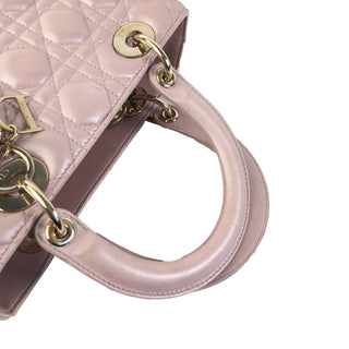 Medium Pearlescent Lambskin Cannage Lady Dior