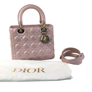 Medium Pearlescent Lambskin Cannage Lady Dior