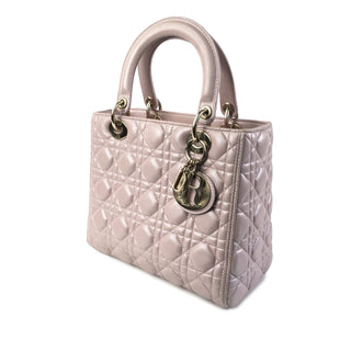 Medium Pearlescent Lambskin Cannage Lady Dior