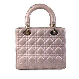 Medium Pearlescent Lambskin Cannage Lady Dior