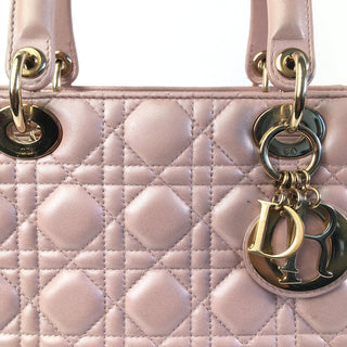 Medium Pearlescent Lambskin Cannage Lady Dior