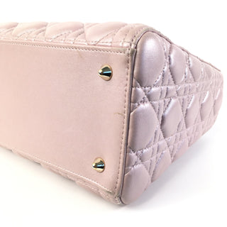 Medium Pearlescent Lambskin Cannage Lady Dior