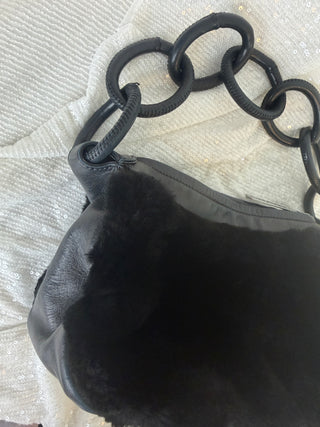 Vintage Chanel Fur and Leather Shoulder Bag