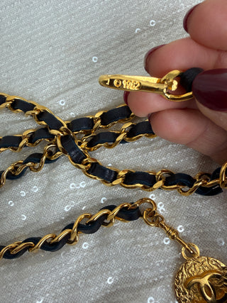 Vintage Chanel Navy Leather Chain Belt