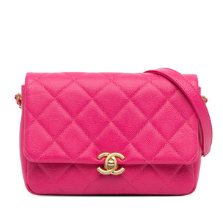 Small Quilted Caviar Chain Melody Flap