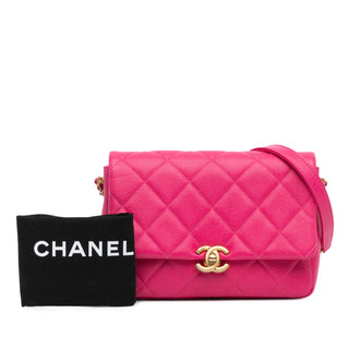 Small Quilted Caviar Chain Melody Flap