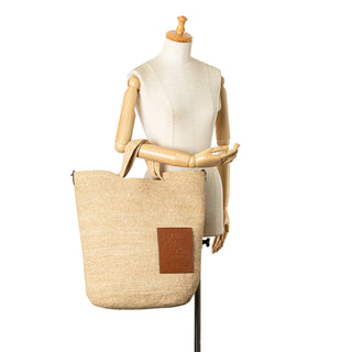 Large Raffia Slit Satchel