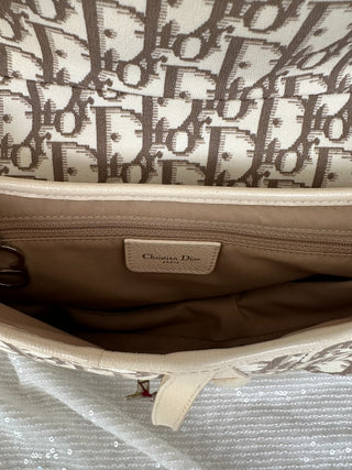 Vintage Dior Monogram Floral Embroidered Saddle Bag
