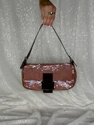 RARE Fendi Pink Sequin Baguette