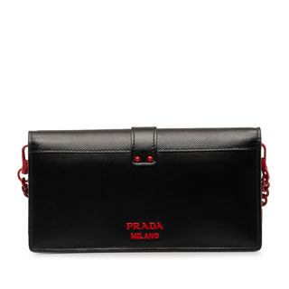 Saffiano City Calf Cahier Heart and Flower Wallet on Chain