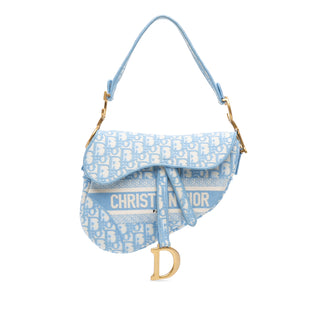 Oblique Embroidered Canvas Saddle Bag
